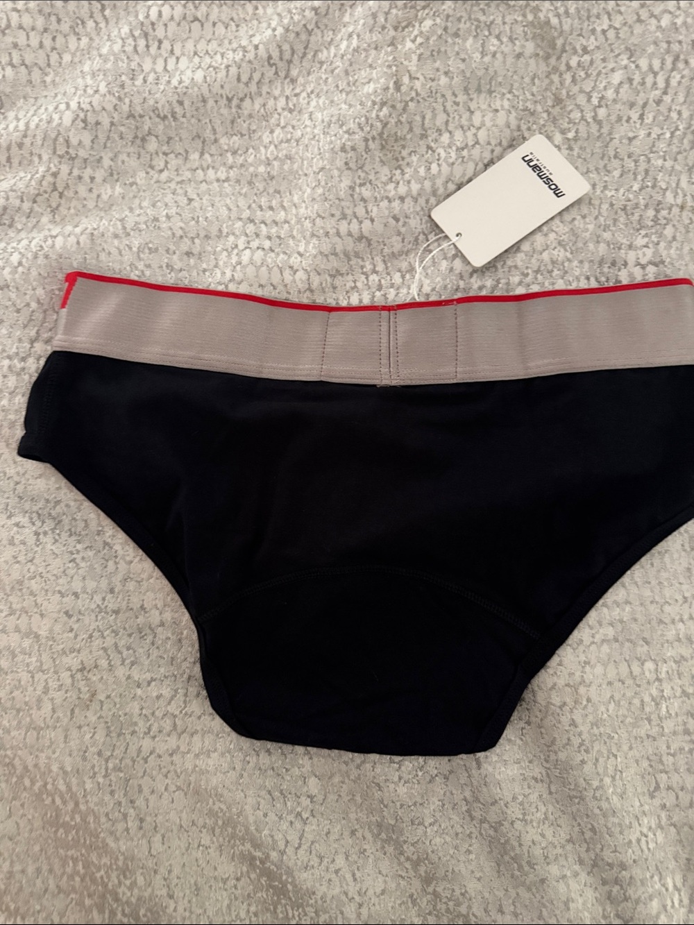Mosman Men’s Black Briefs with Gray Waistband and Red Logo - Picture 3 of 5